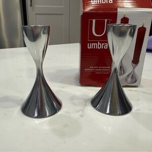 Umbra Polished Aluminum Candle Holders โ Pair โ new With Box